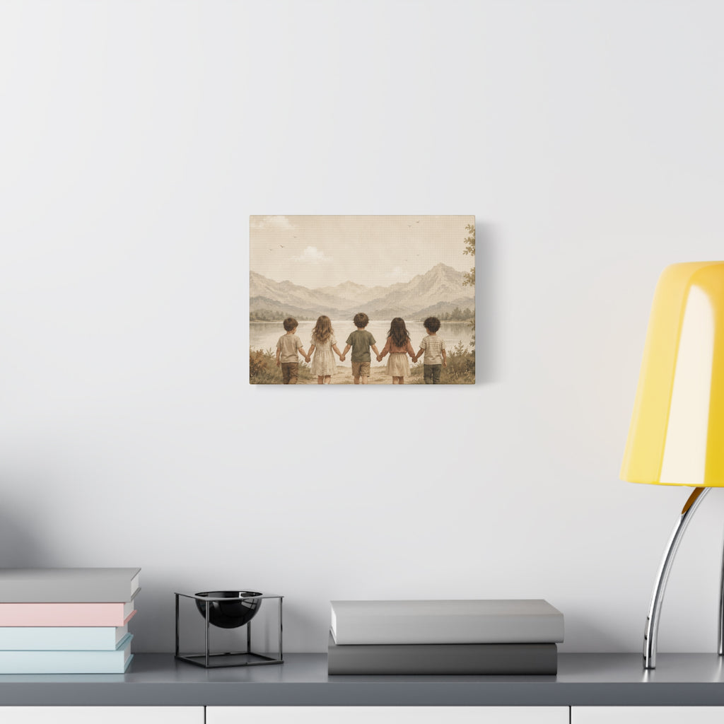 Together We Grow™ | Children Holding Hands Canvas Wall Art