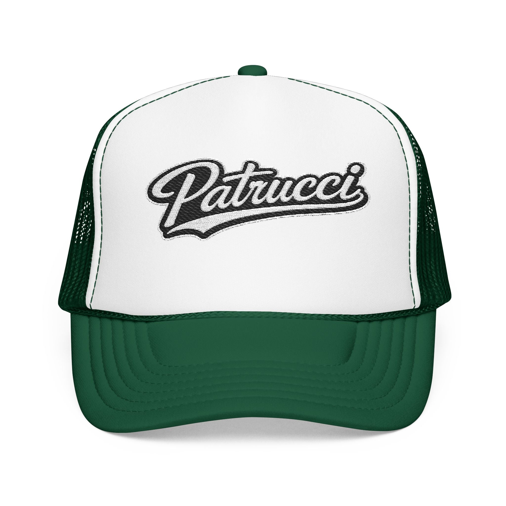 Patrucci Script Trucker Hat – Retro Foam Mesh Cap