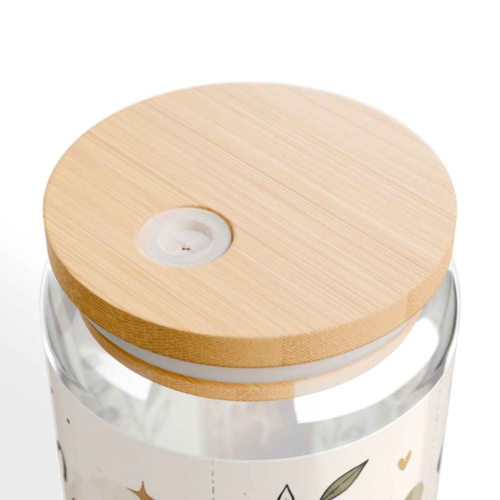 Coffee Makes Everything Better Glass Can, 16oz Iced Coffee Cup with Bamboo Lid & Straw, Boho Coffee Lover Gift