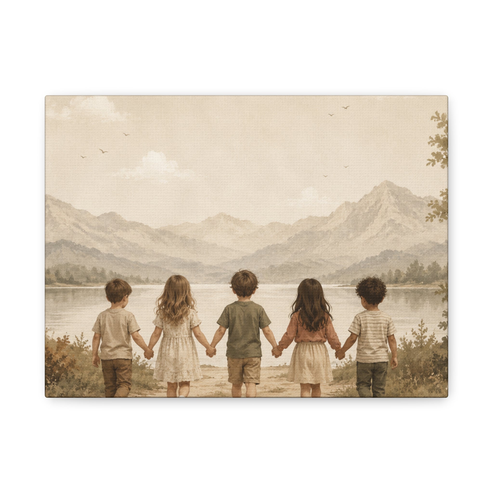 Together We Grow™ | Children Holding Hands Canvas Wall Art
