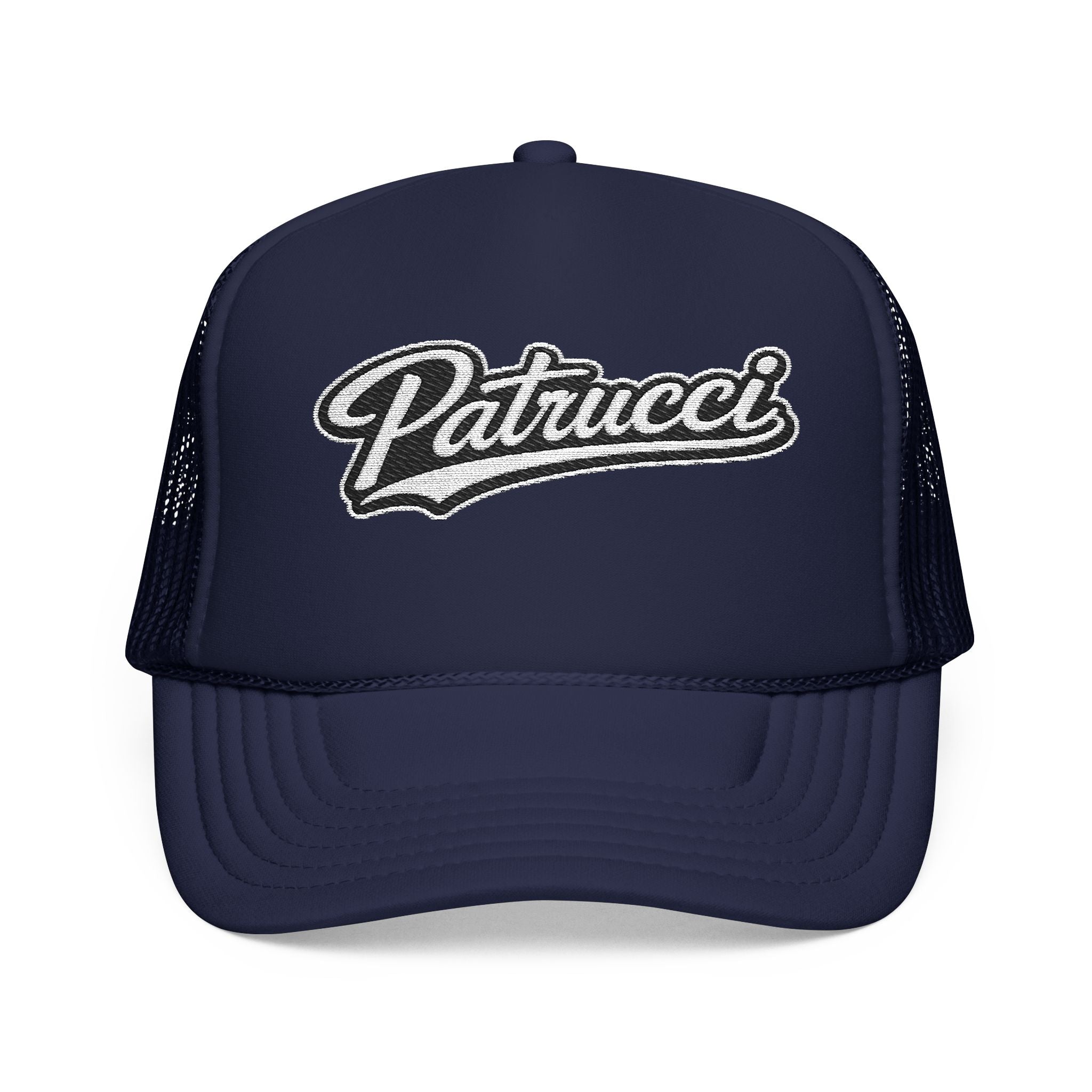Patrucci Script Trucker Hat – Retro Foam Mesh Cap