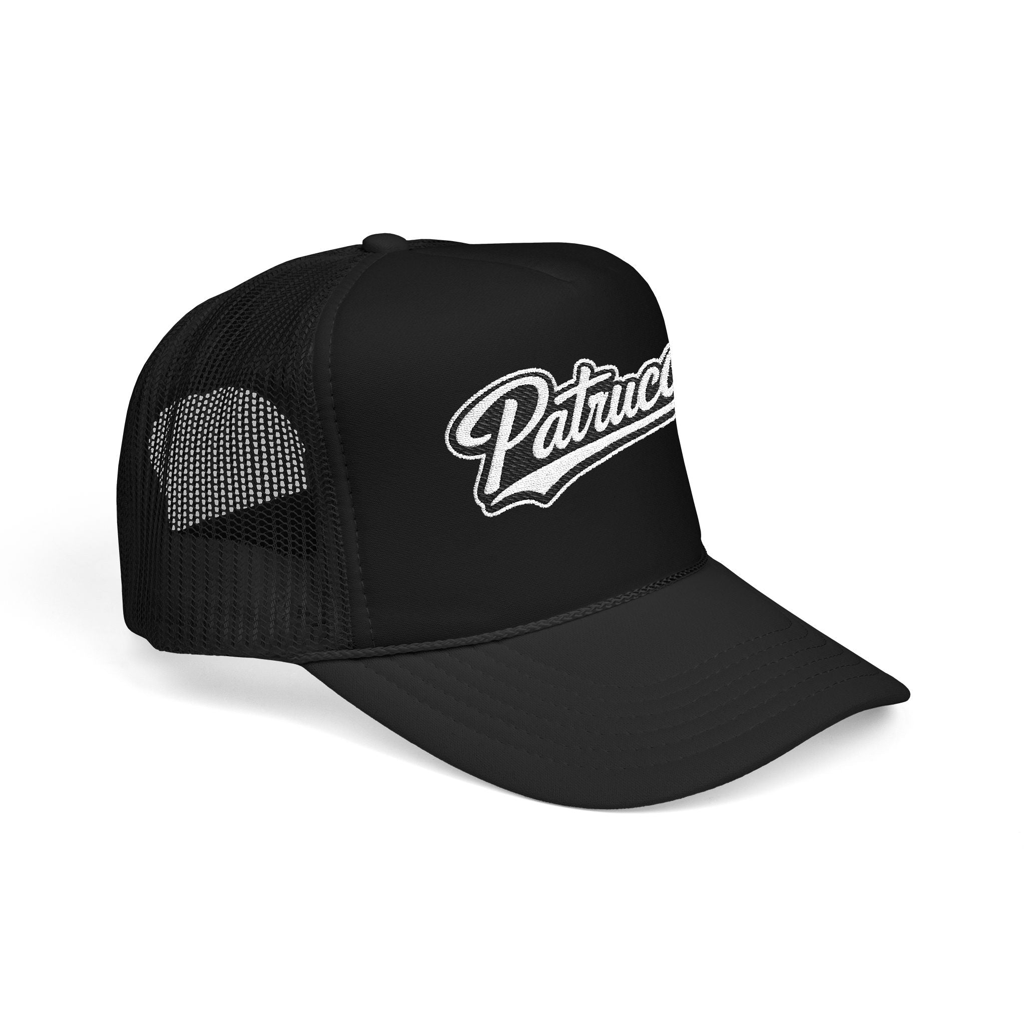Patrucci Script Trucker Hat – Retro Foam Mesh Cap