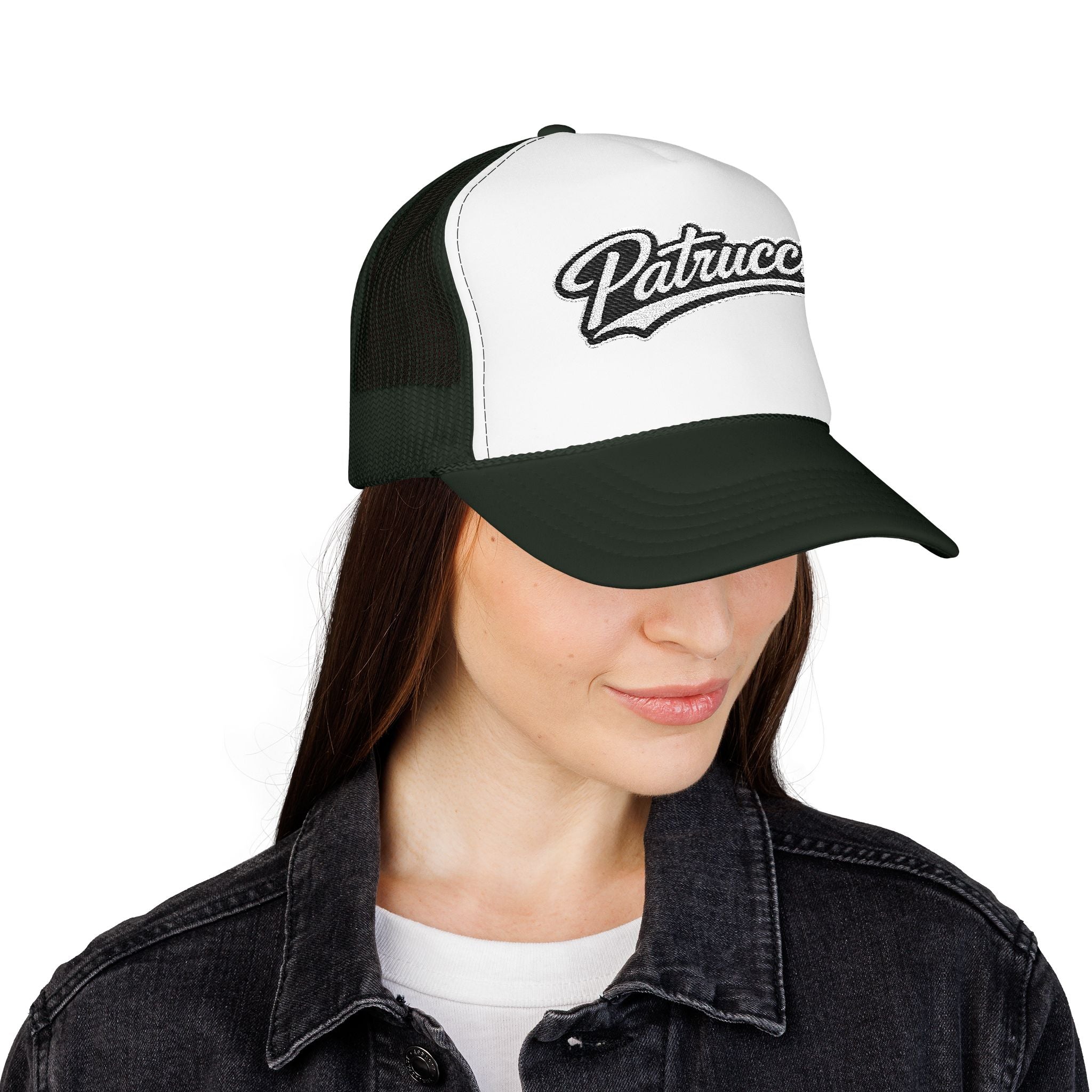 Patrucci Script Trucker Hat – Retro Foam Mesh Cap