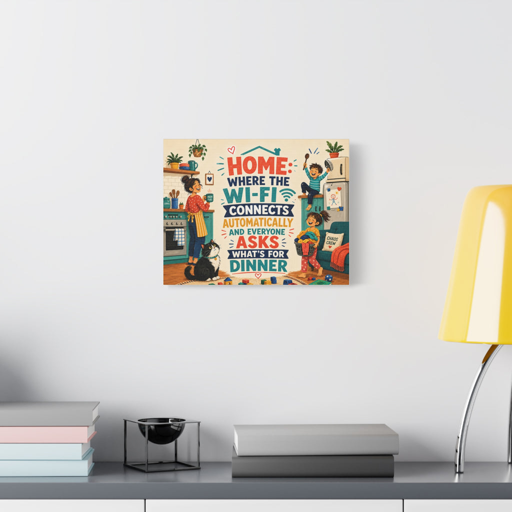Funny Family Canvas Wall Art, Colorful Home & WiFi Quote, Gift for Parents