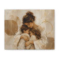 Mother and Children Canvas Wall Art | Warm Neutral Family Art | Motherhood Painting | Beige Home Decor | Gift for Mom