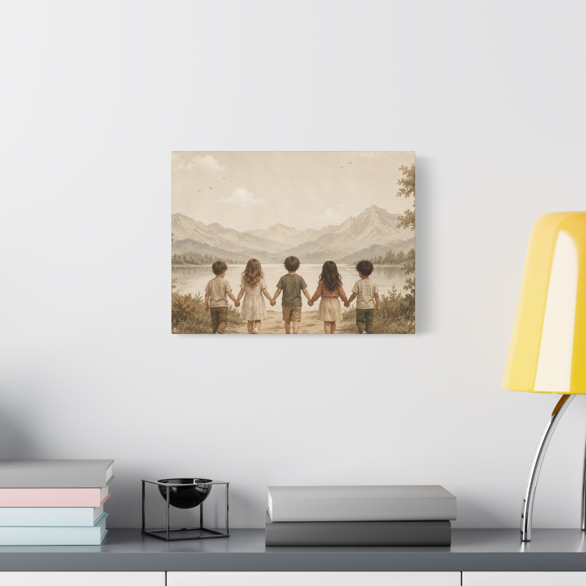 Together We Grow™ | Children Holding Hands Canvas Wall Art