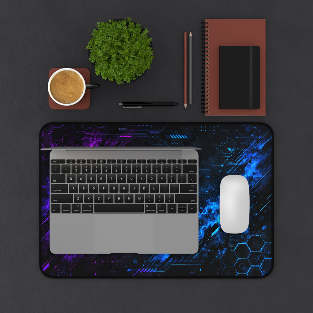 Cyber Neon Gaming Desk Mat – Futuristic RGB Mouse Pad