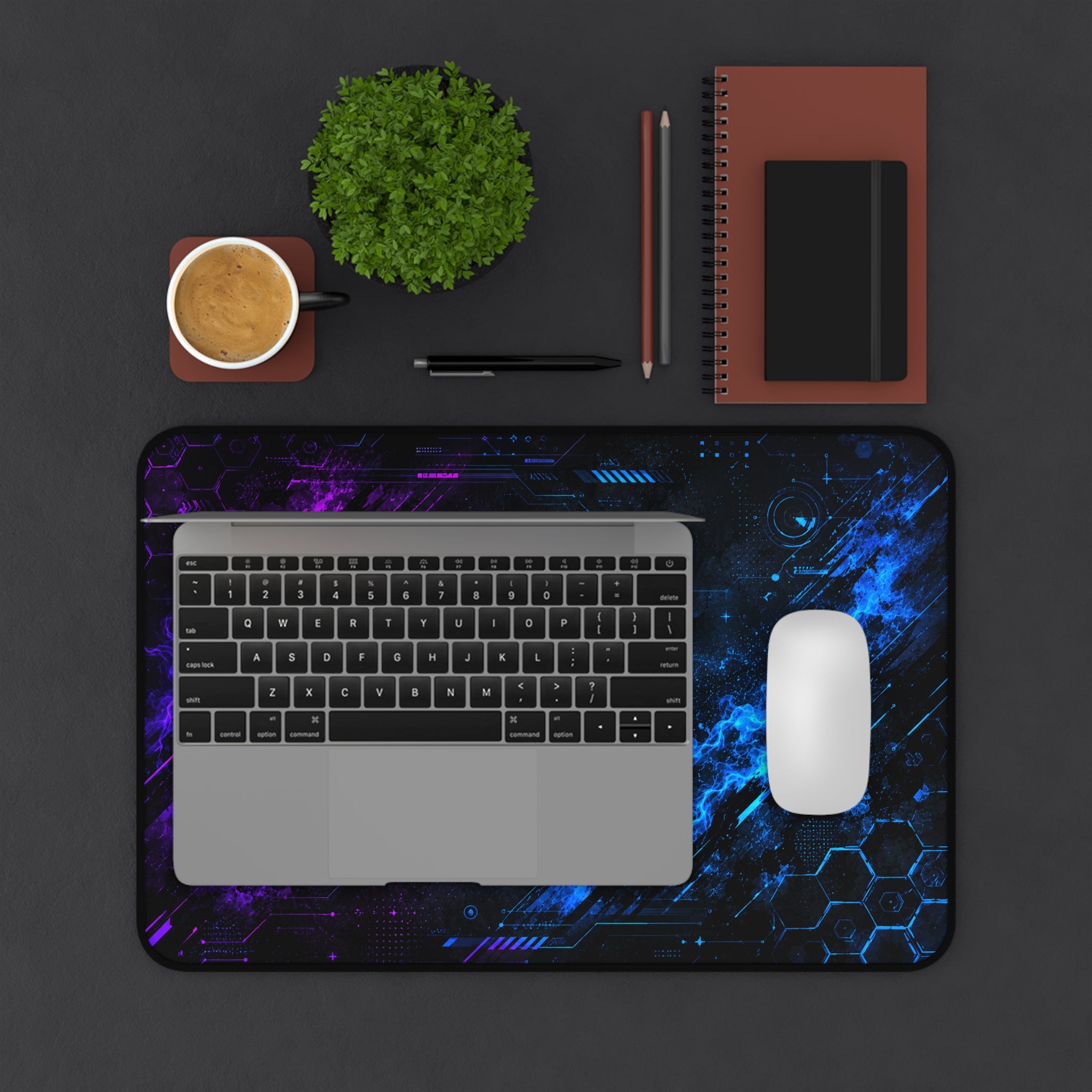 Cyber Neon Gaming Desk Mat – Futuristic RGB Mouse Pad