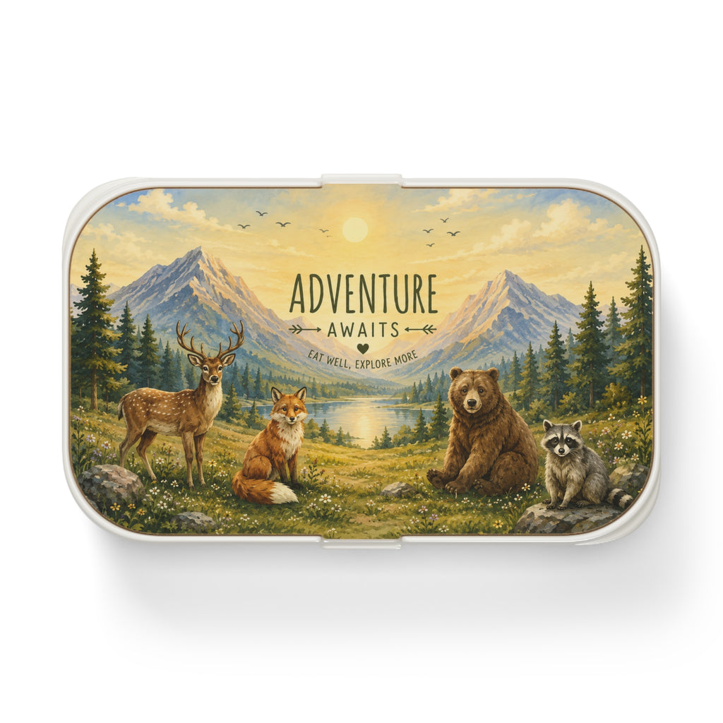 Adventure Awaits Personalized Bento Lunch Box – Woodland Animals Lunch Box for Kids | Eco-Friendly Picnic & School Lunch Container