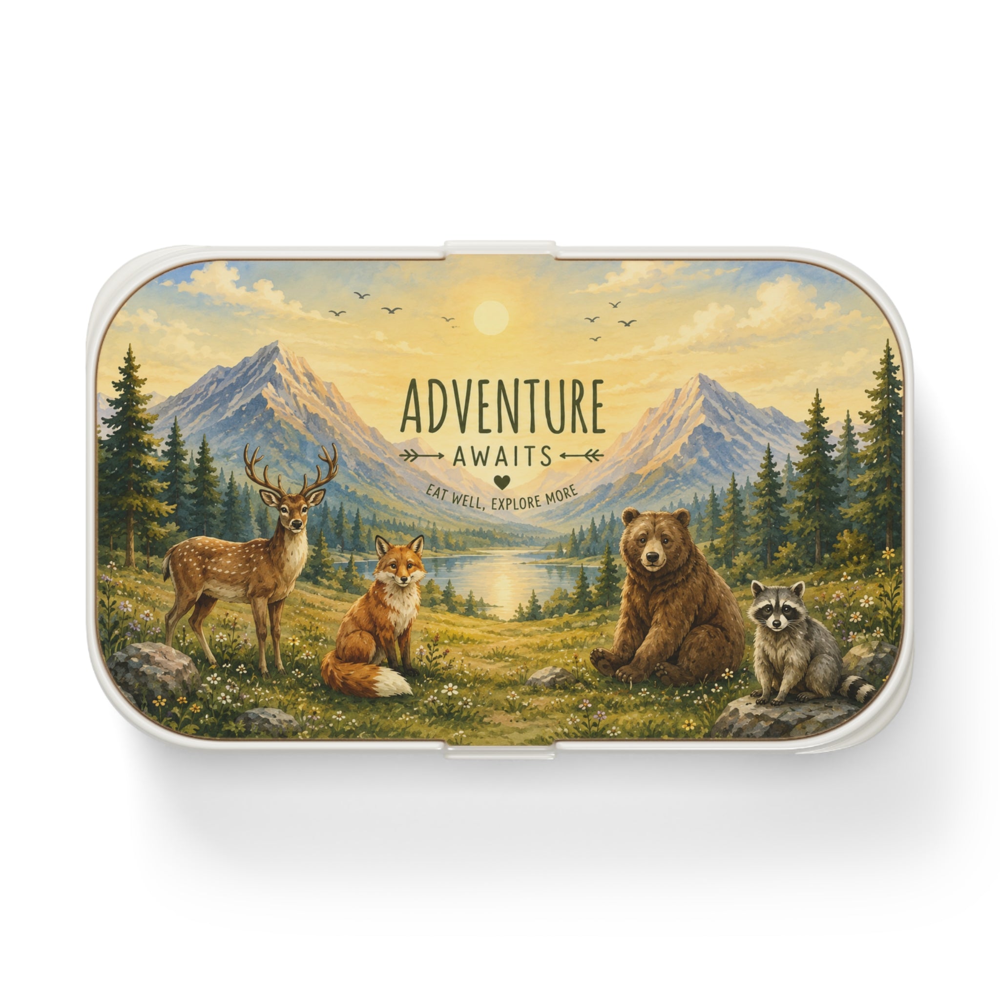 Adventure Awaits Personalized Bento Lunch Box – Woodland Animals Lunch Box for Kids | Eco-Friendly Picnic & School Lunch Container