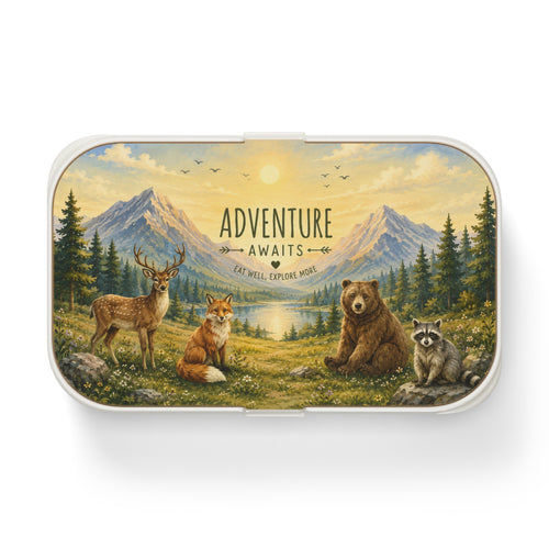 Adventure Awaits Personalized Bento Lunch Box – Woodland Animals Lunch Box for Kids | Eco-Friendly Picnic & School Lunch Container