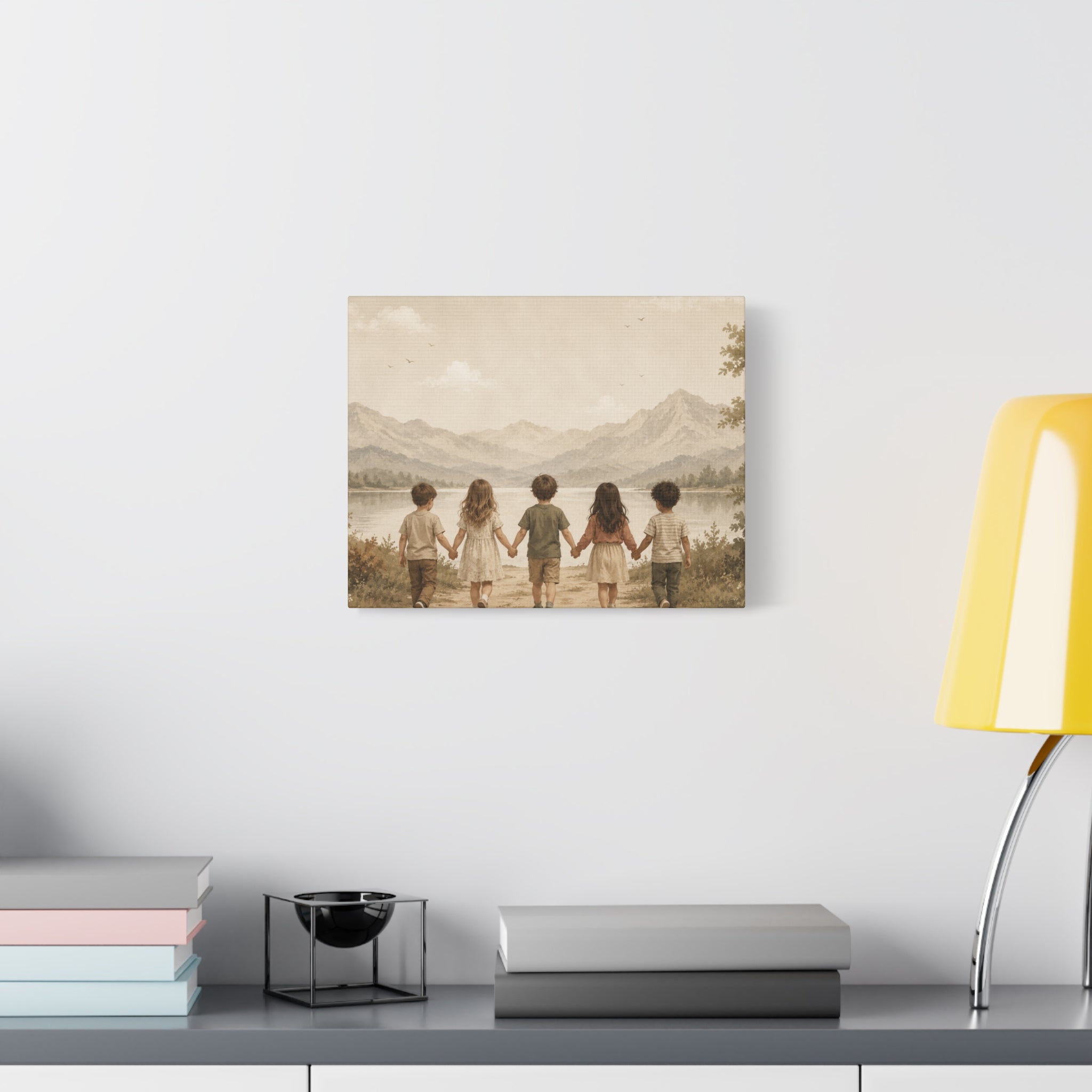 Together We Grow™ | Children Holding Hands Canvas Wall Art