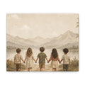 Together We Grow™ | Children Holding Hands Canvas Wall Art