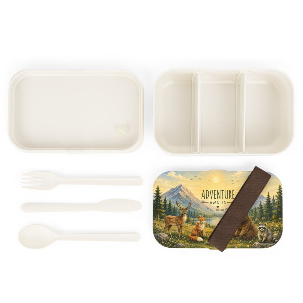 Adventure Awaits Personalized Bento Lunch Box – Woodland Animals Lunch Box for Kids | Eco-Friendly Picnic & School Lunch Container