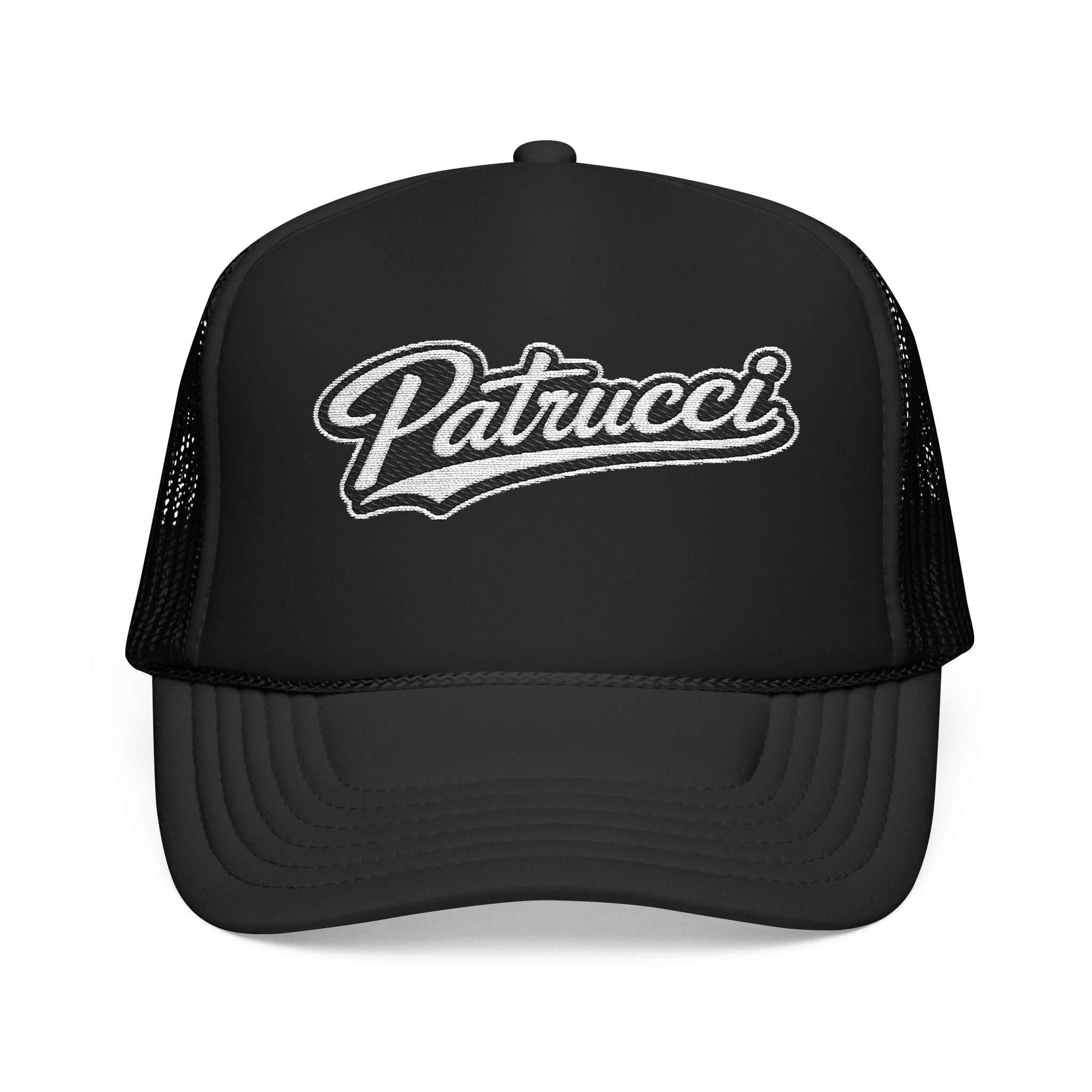 Patrucci Script Trucker Hat – Retro Foam Mesh Cap