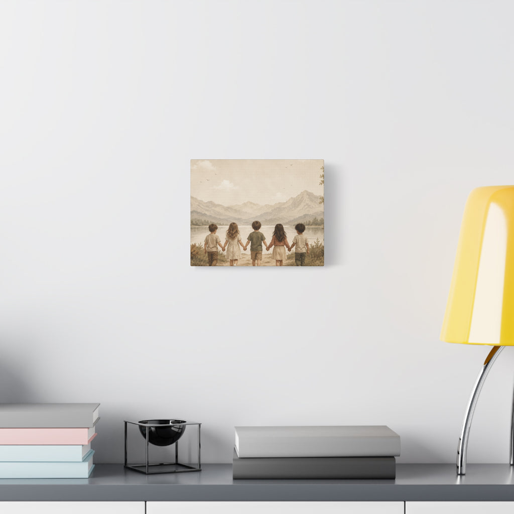 Together We Grow™ | Children Holding Hands Canvas Wall Art