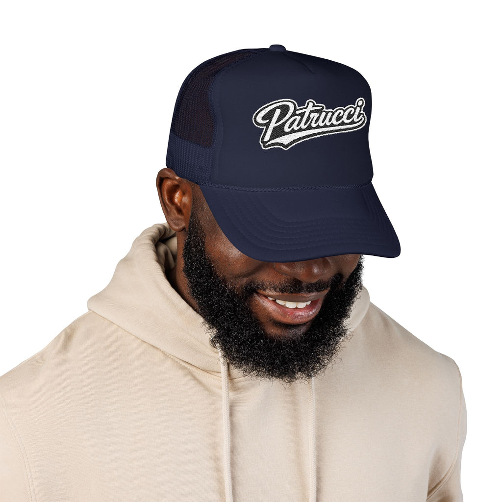 Patrucci Script Trucker Hat – Retro Foam Mesh Cap