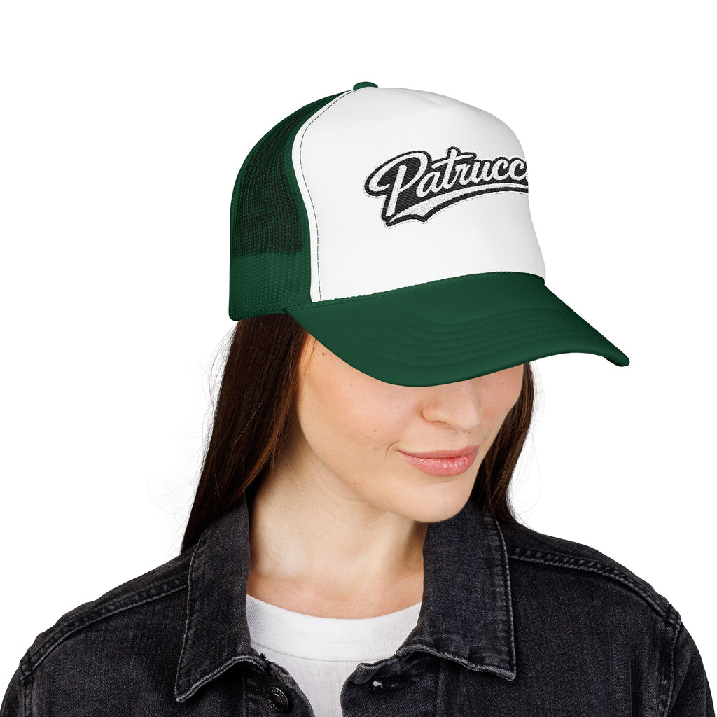 Patrucci Script Trucker Hat – Retro Foam Mesh Cap