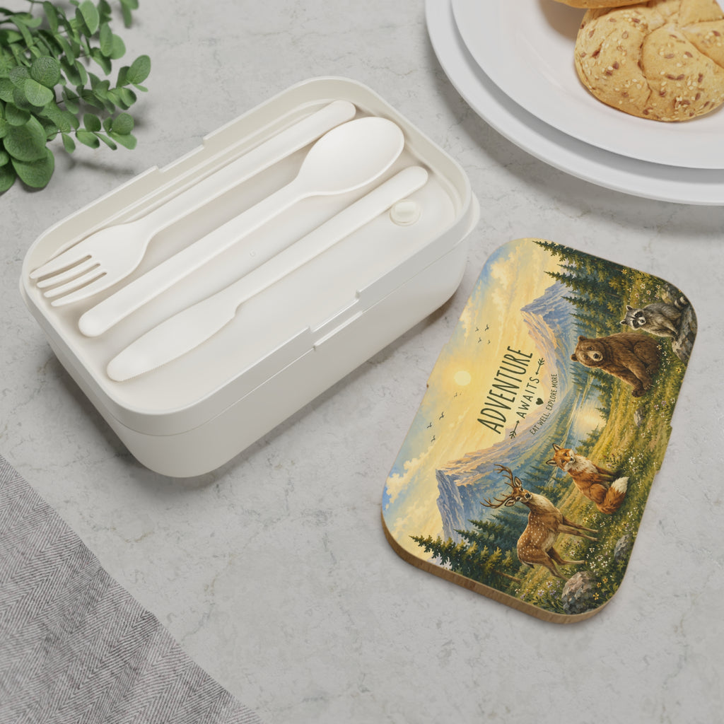 Adventure Awaits Personalized Bento Lunch Box – Woodland Animals Lunch Box for Kids | Eco-Friendly Picnic & School Lunch Container