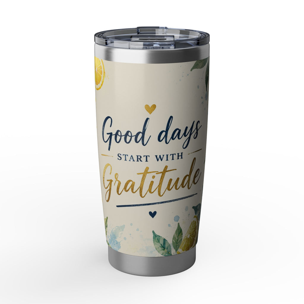 Good Days Start With Gratitude™ 20oz Tumbler – Lemon Floral Travel Cup