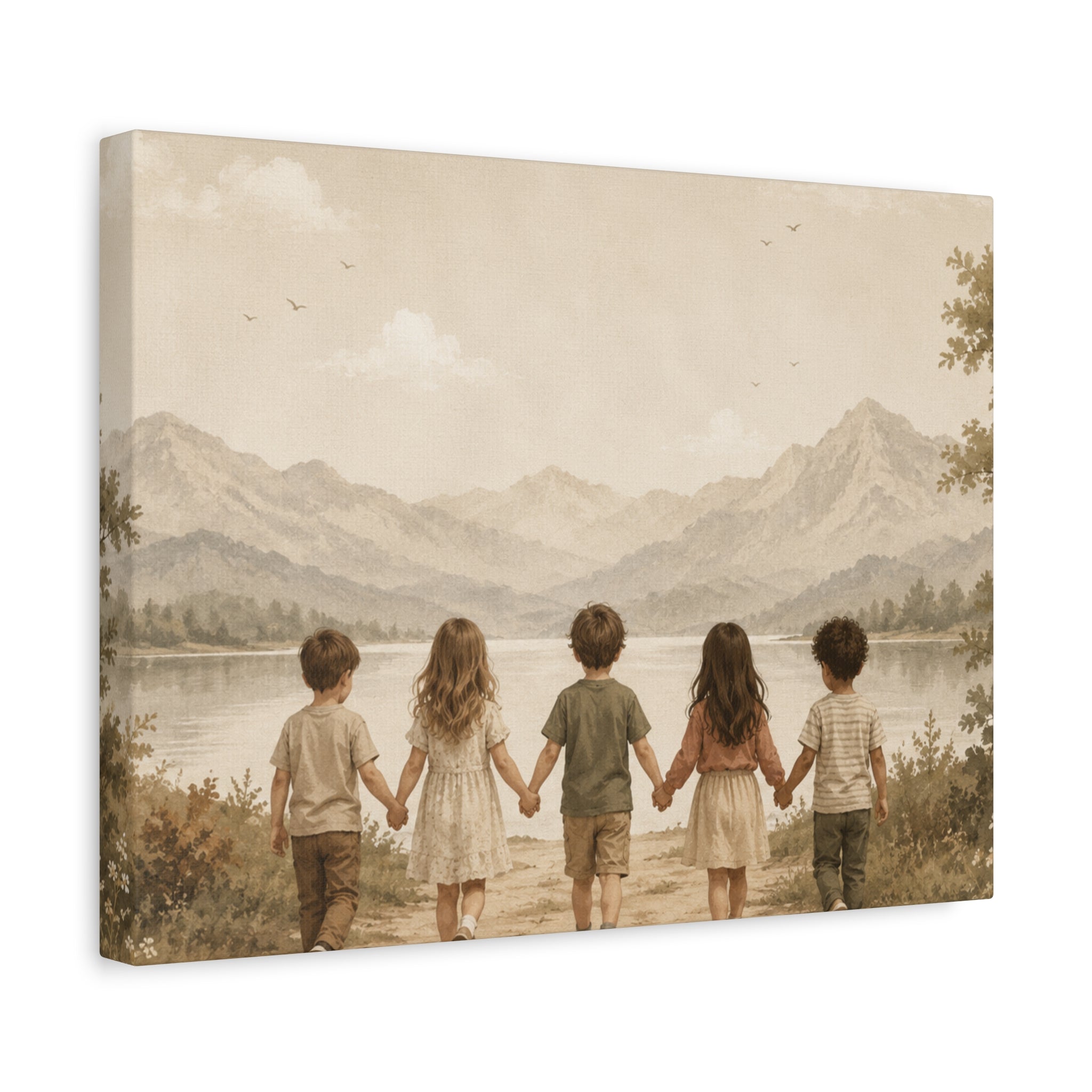 Together We Grow™ | Children Holding Hands Canvas Wall Art