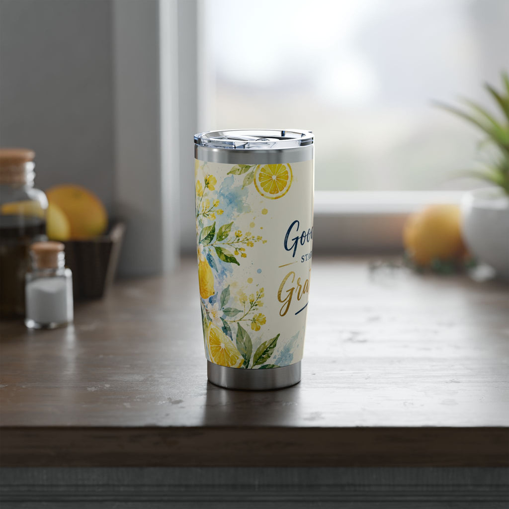 Good Days Start With Gratitude™ 20oz Tumbler – Lemon Floral Travel Cup