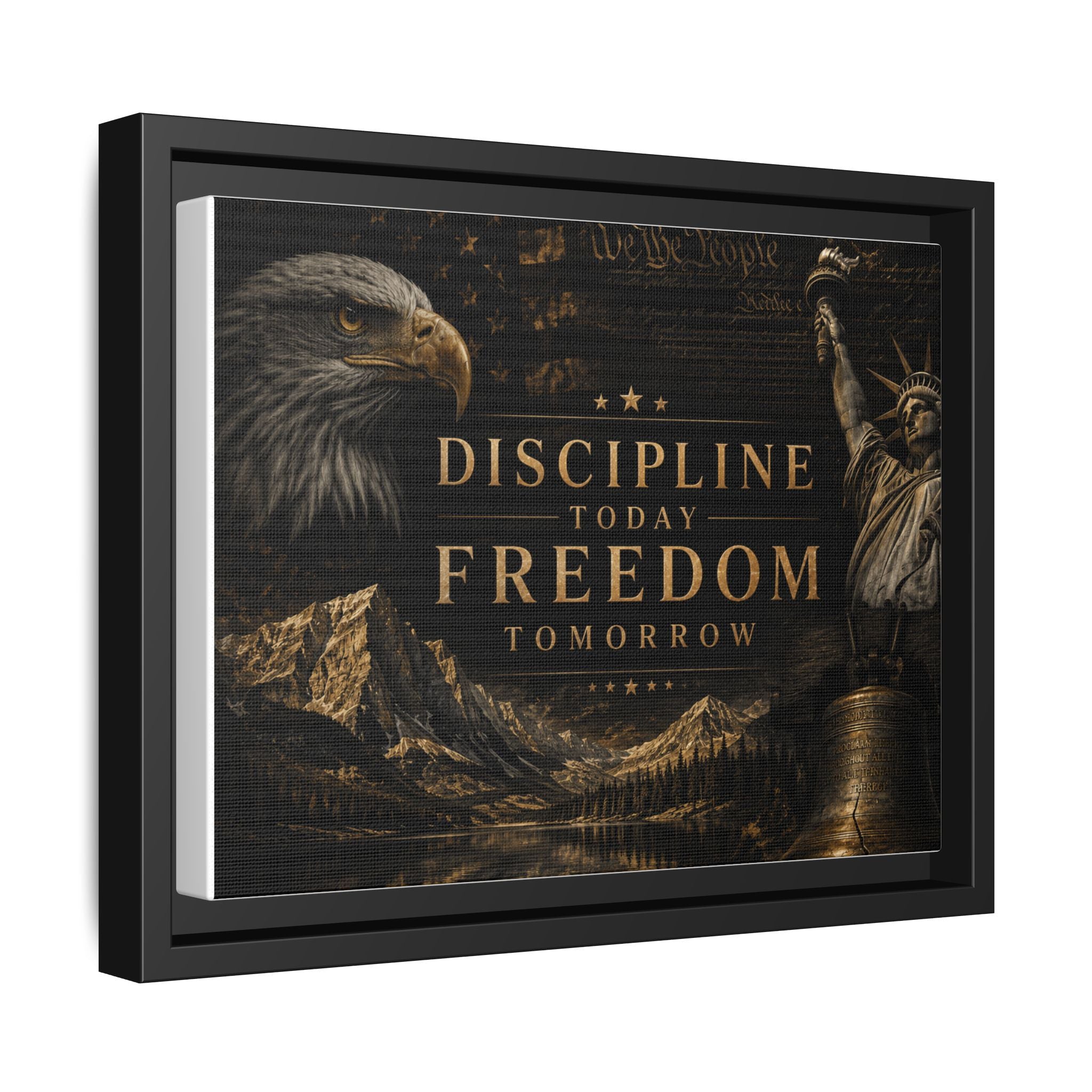 Discipline Today, Freedom Tomorrow – Patriotic Eagle Framed Canvas Wall Art
