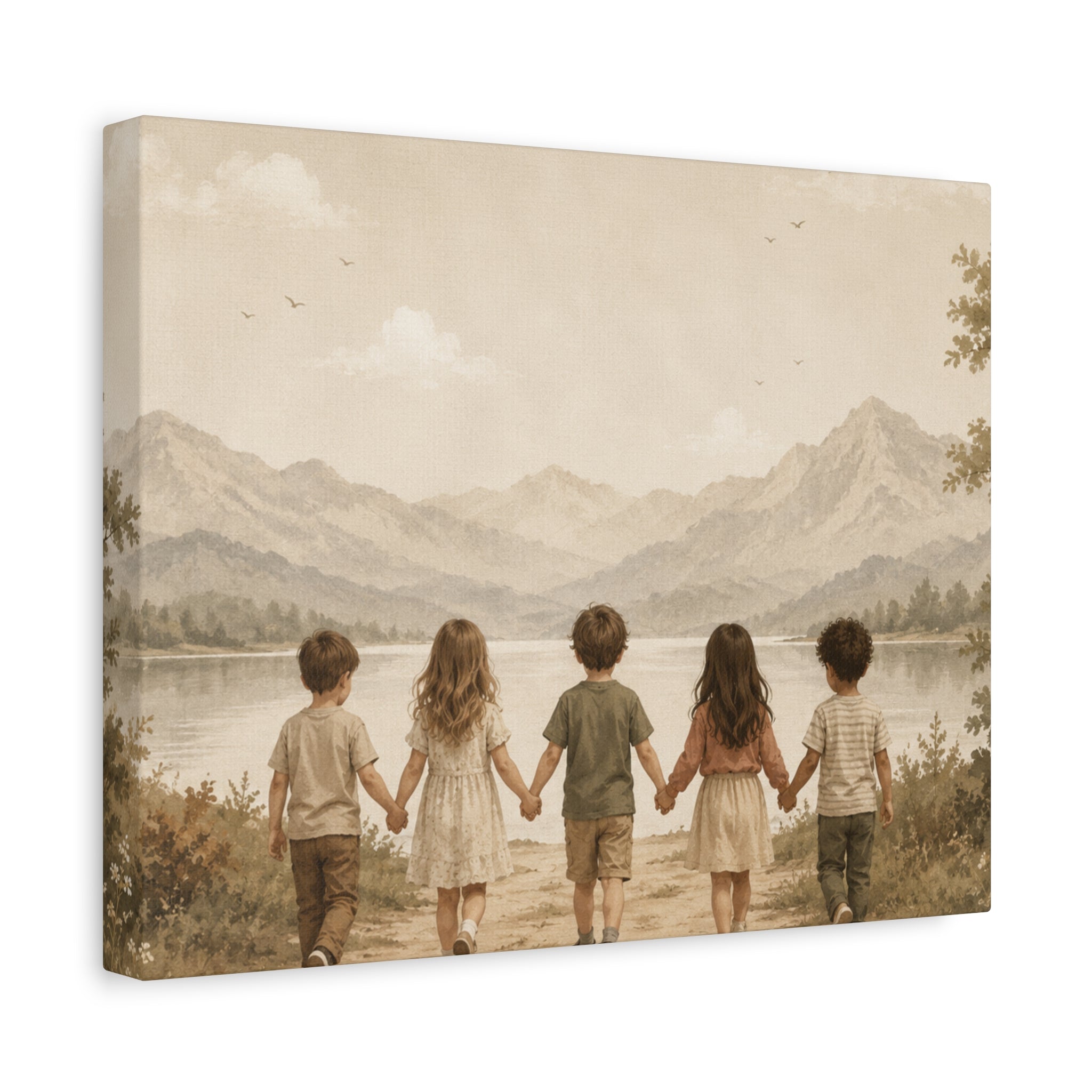 Together We Grow™ | Children Holding Hands Canvas Wall Art