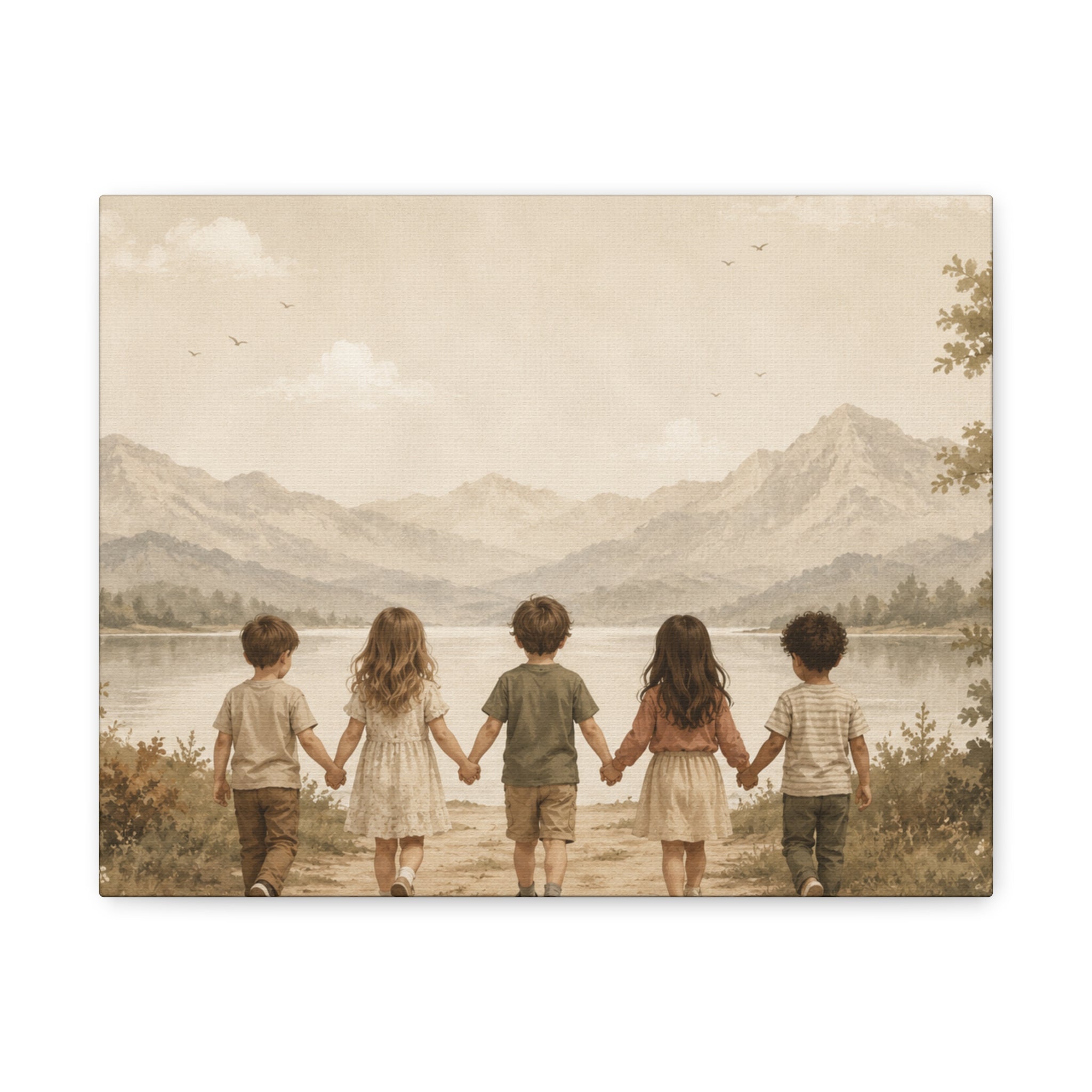Together We Grow™ | Children Holding Hands Canvas Wall Art
