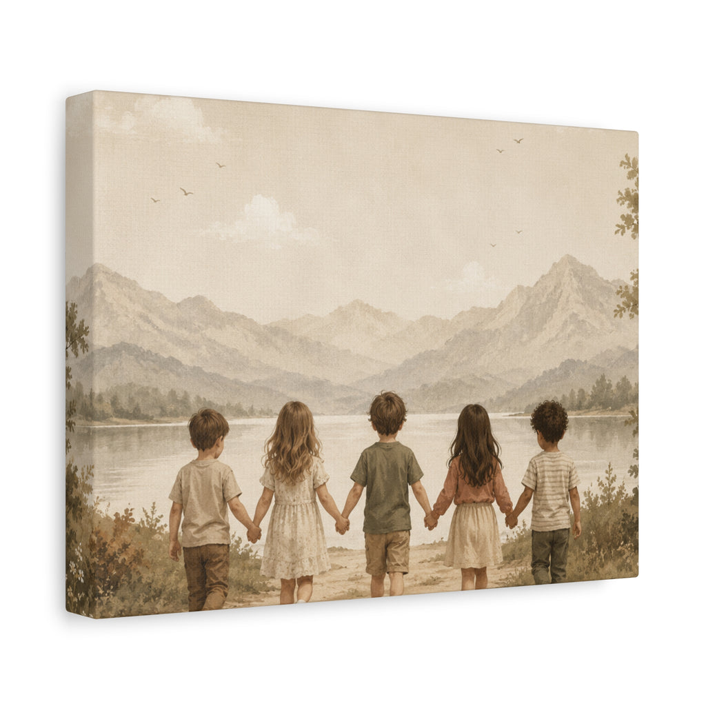 Together We Grow™ | Children Holding Hands Canvas Wall Art