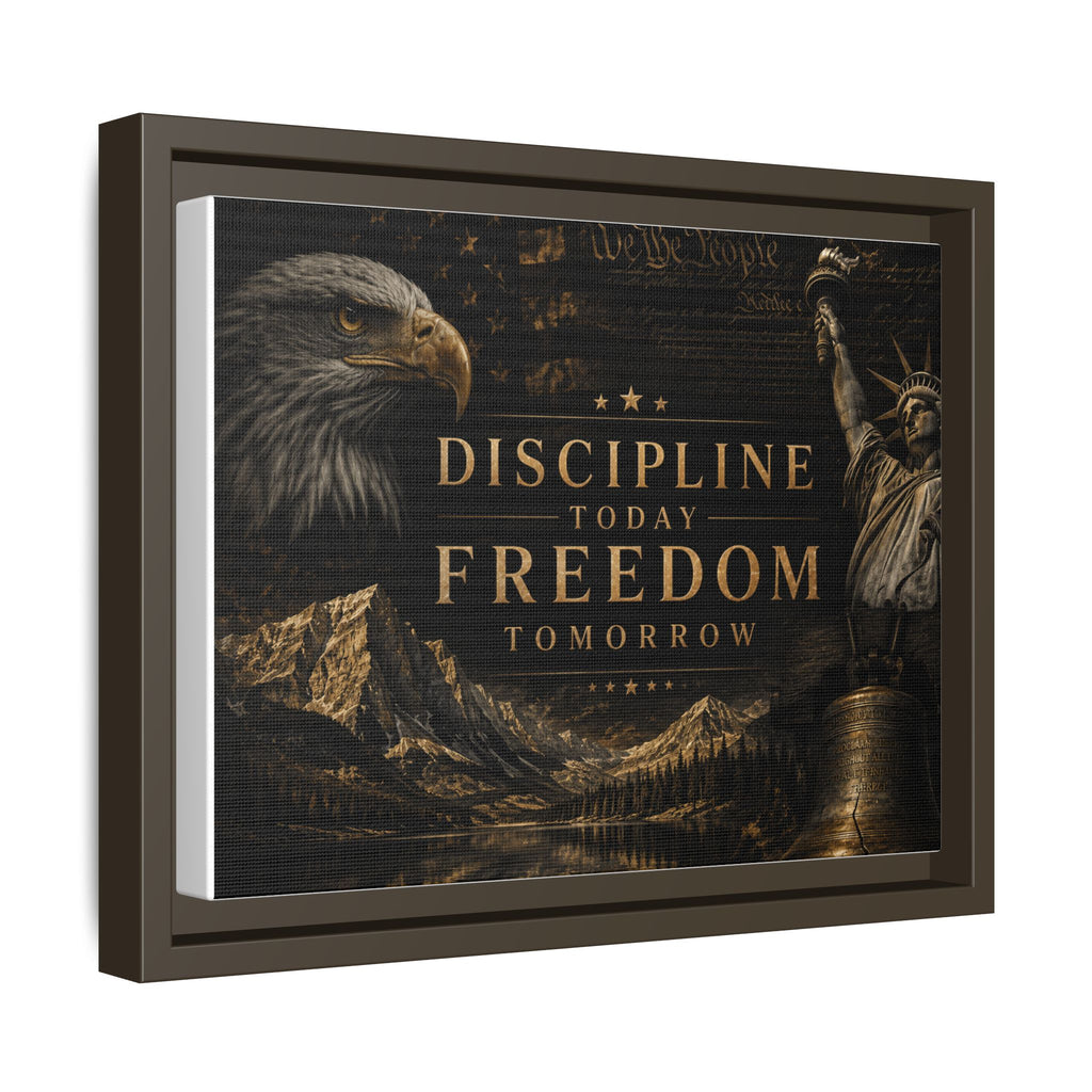 Discipline Today, Freedom Tomorrow – Patriotic Eagle Framed Canvas Wall Art