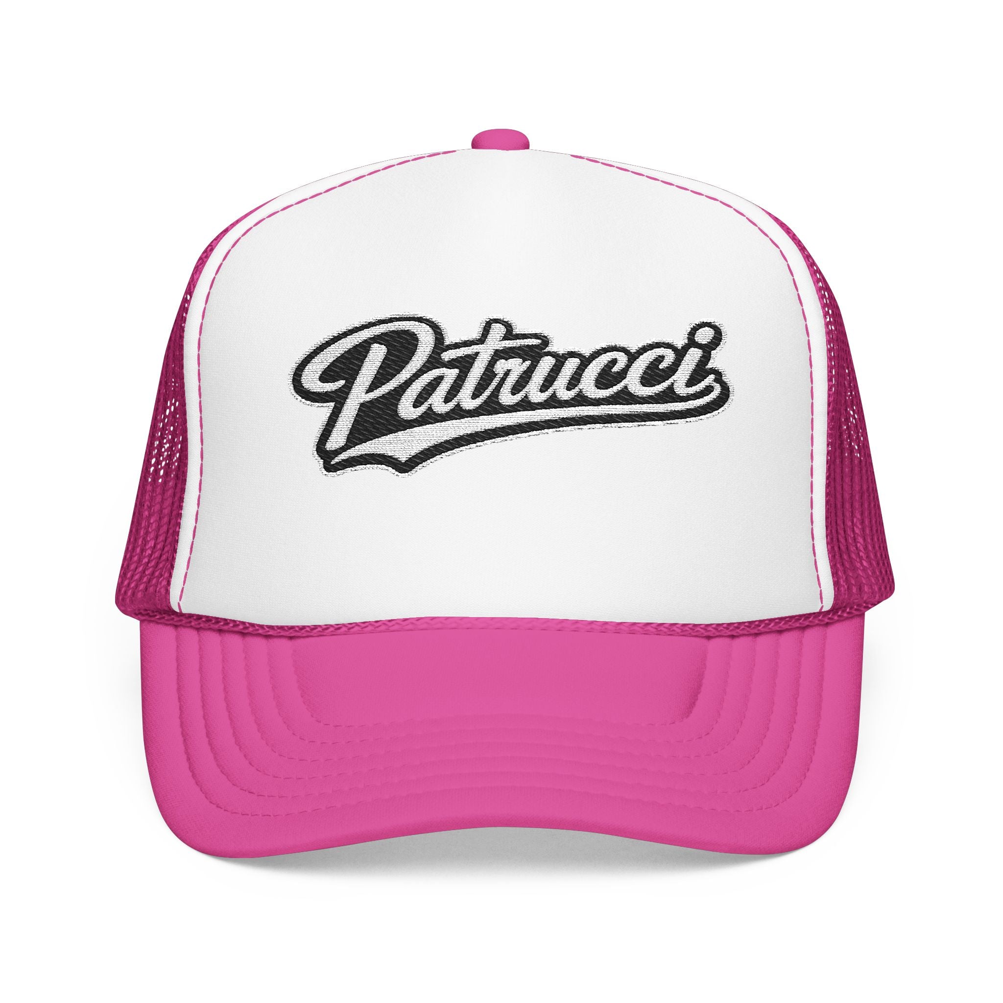 Patrucci Script Trucker Hat – Retro Foam Mesh Cap