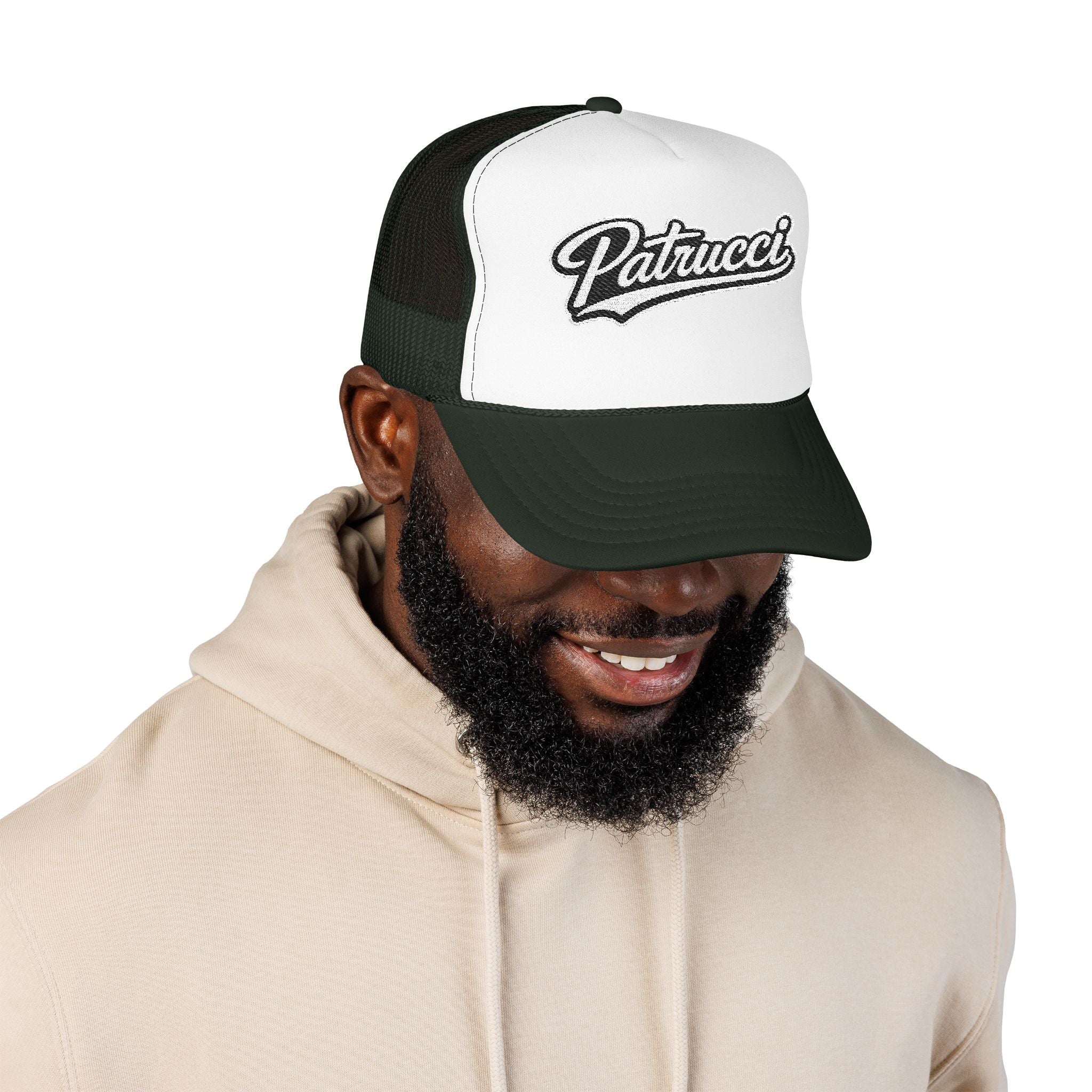 Patrucci Script Trucker Hat – Retro Foam Mesh Cap