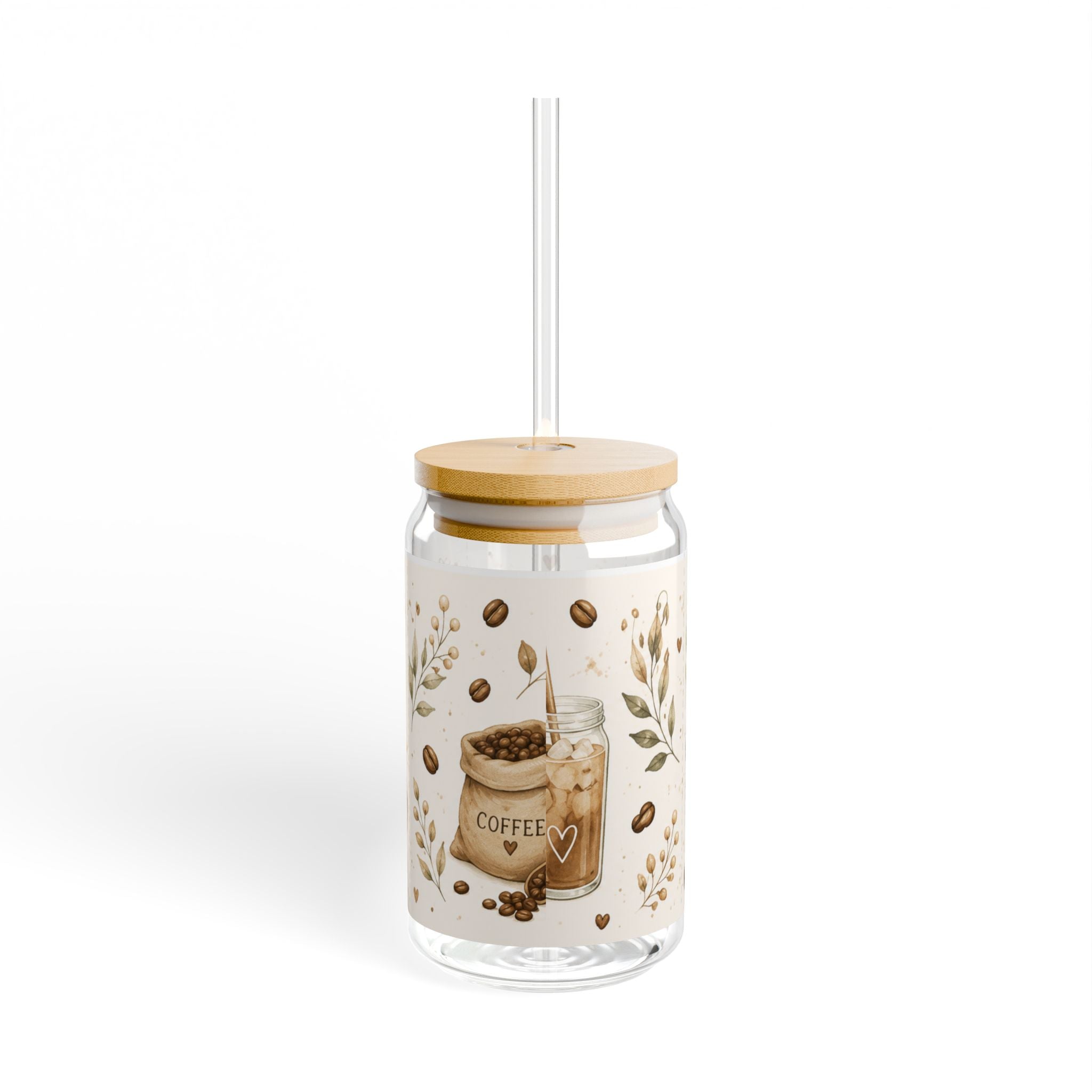 But First, Coffee Glass Cup with Bamboo Lid & Straw | 16oz Iced Coffee Cup | Cute Coffee Lover Gift | Aesthetic Coffee Tumbler