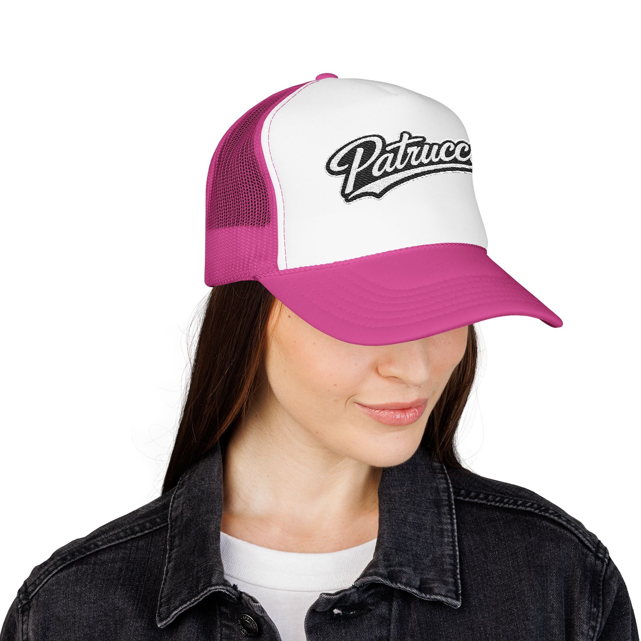 Patrucci Script Trucker Hat – Retro Foam Mesh Cap