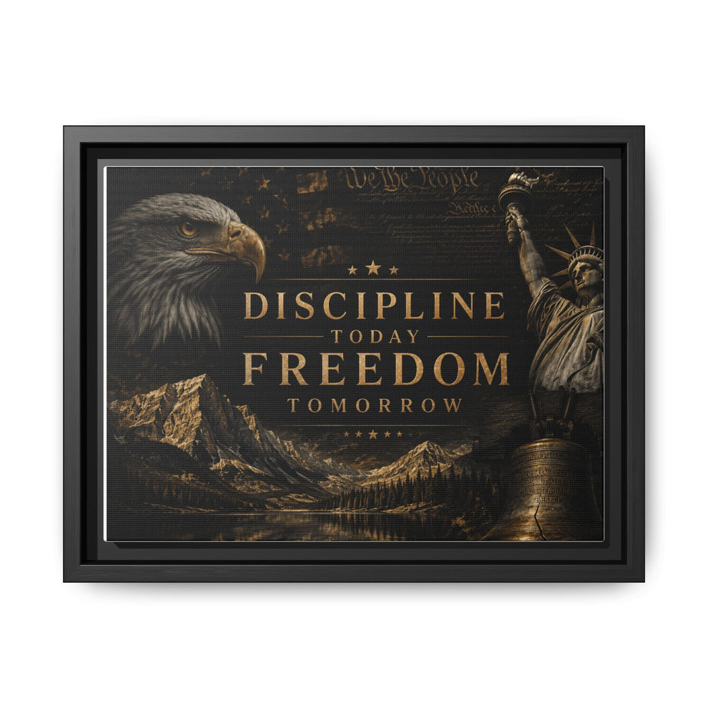 Discipline Today, Freedom Tomorrow – Patriotic Eagle Framed Canvas Wall Art