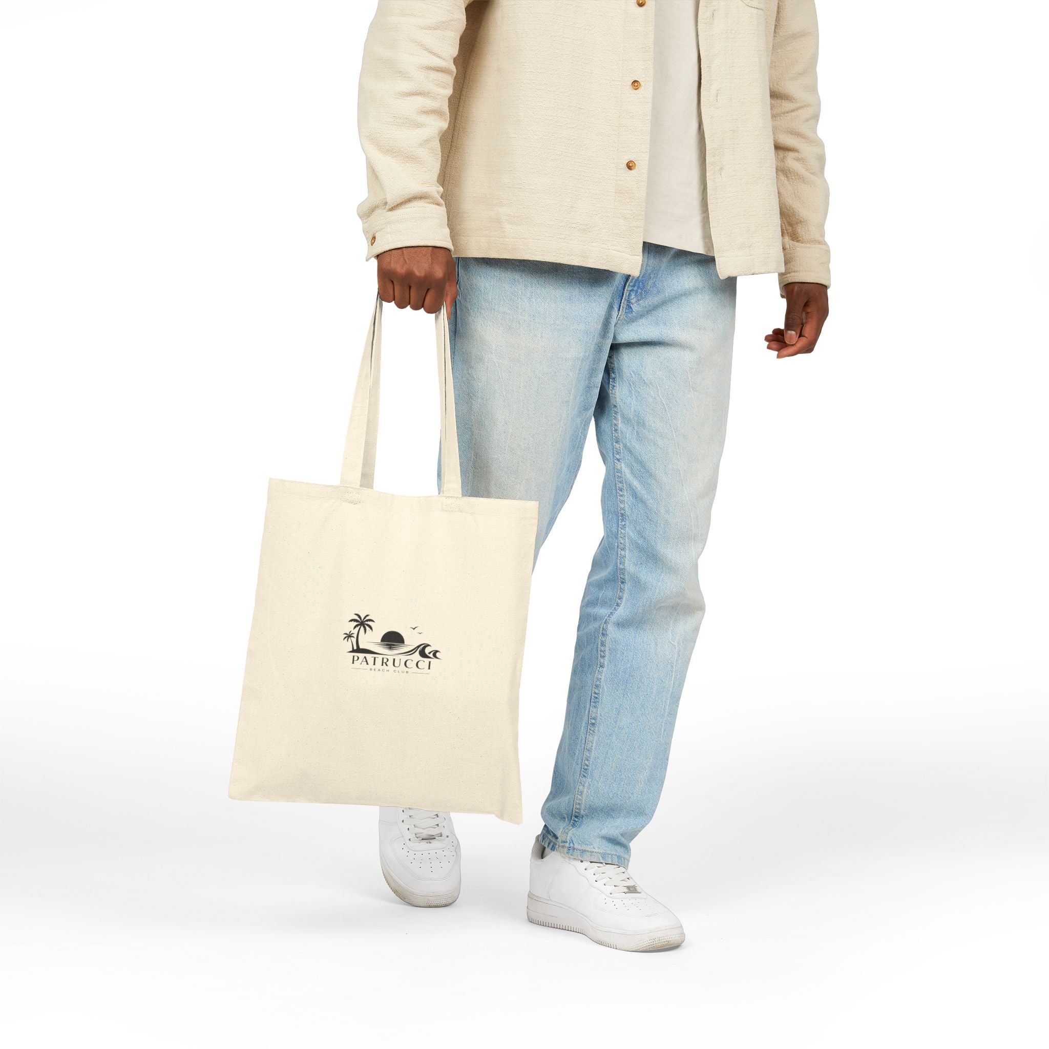 Canvas Tote Bag — Minimal Beach Logo "PATRUCCI" Eco Market Tote