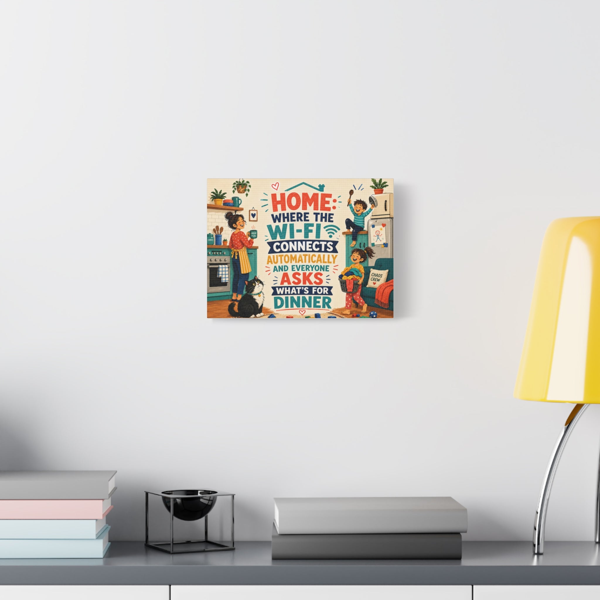 Funny Family Canvas Wall Art, Colorful Home & WiFi Quote, Gift for Parents