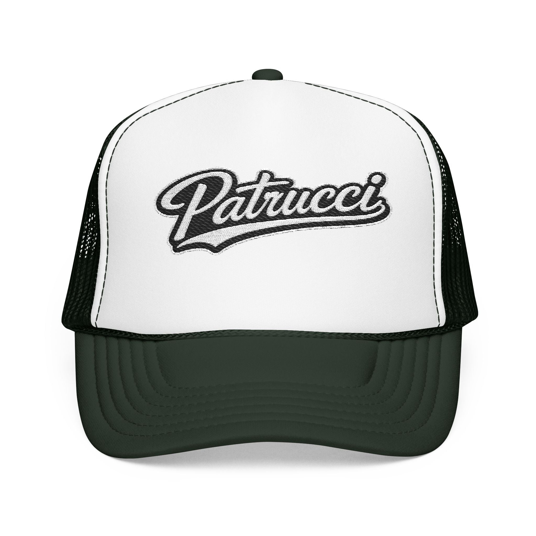 Patrucci Script Trucker Hat – Retro Foam Mesh Cap
